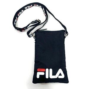 Fila Nylon Crossbody Zippered Pouch Black, White, Red 4.5"W x 7.5"H